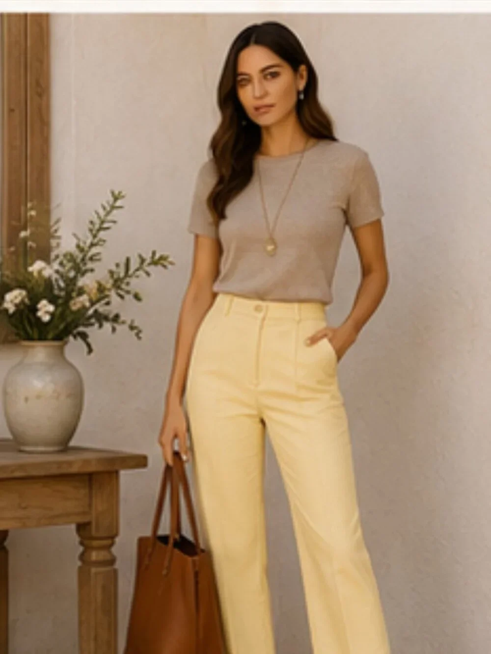 Butter Yellow Linen Blend Pants Size 6 Coastal Minimalist Summer Chic Kasper